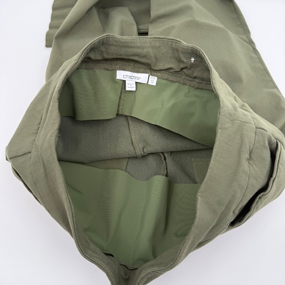 Chicos Pants Women 6 Green Pull On Stretch Ankle Nylon Blend Pockets Tech Office - Picture 4 of 11